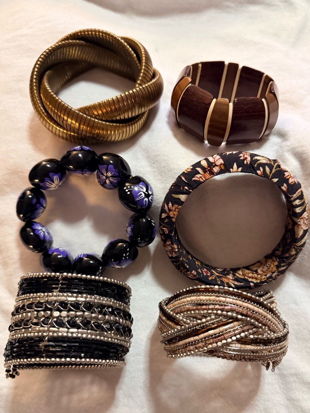 Women's Fashion Mixed Lot 6 Multicolor Bracelets & Bangles Metal/Plastic/Wood
